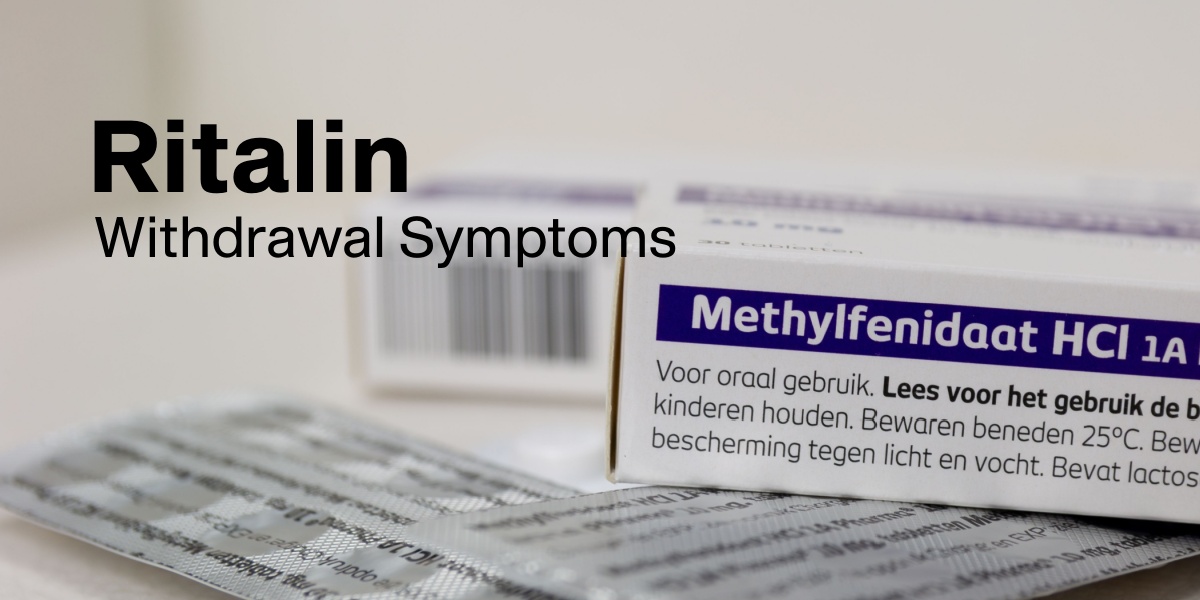a photo of a box of ritalin pills and the text ritalin withdrawal symptoms