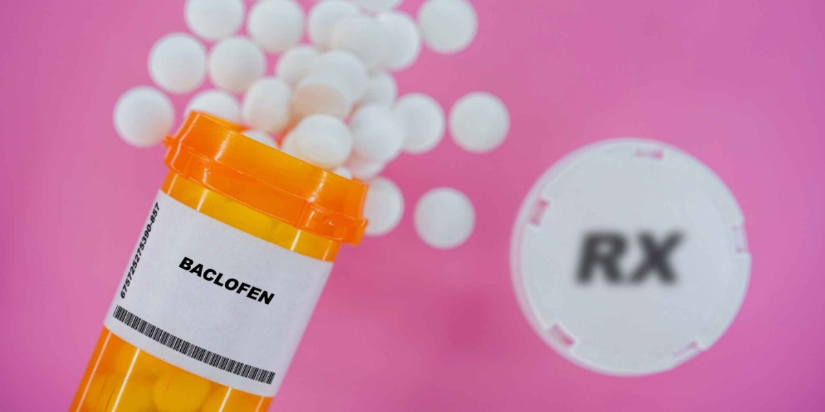 a close up photo of a baclofen pill bottle with the word
