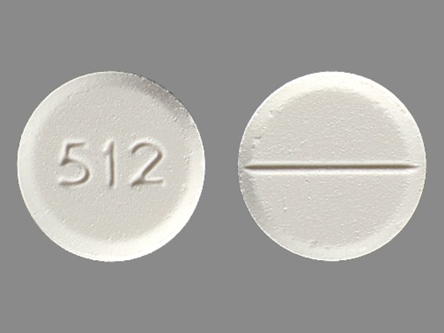 5 mg of oxycodone hydrochloride and 325 mg of acetaminophen white 512 pill front and back view