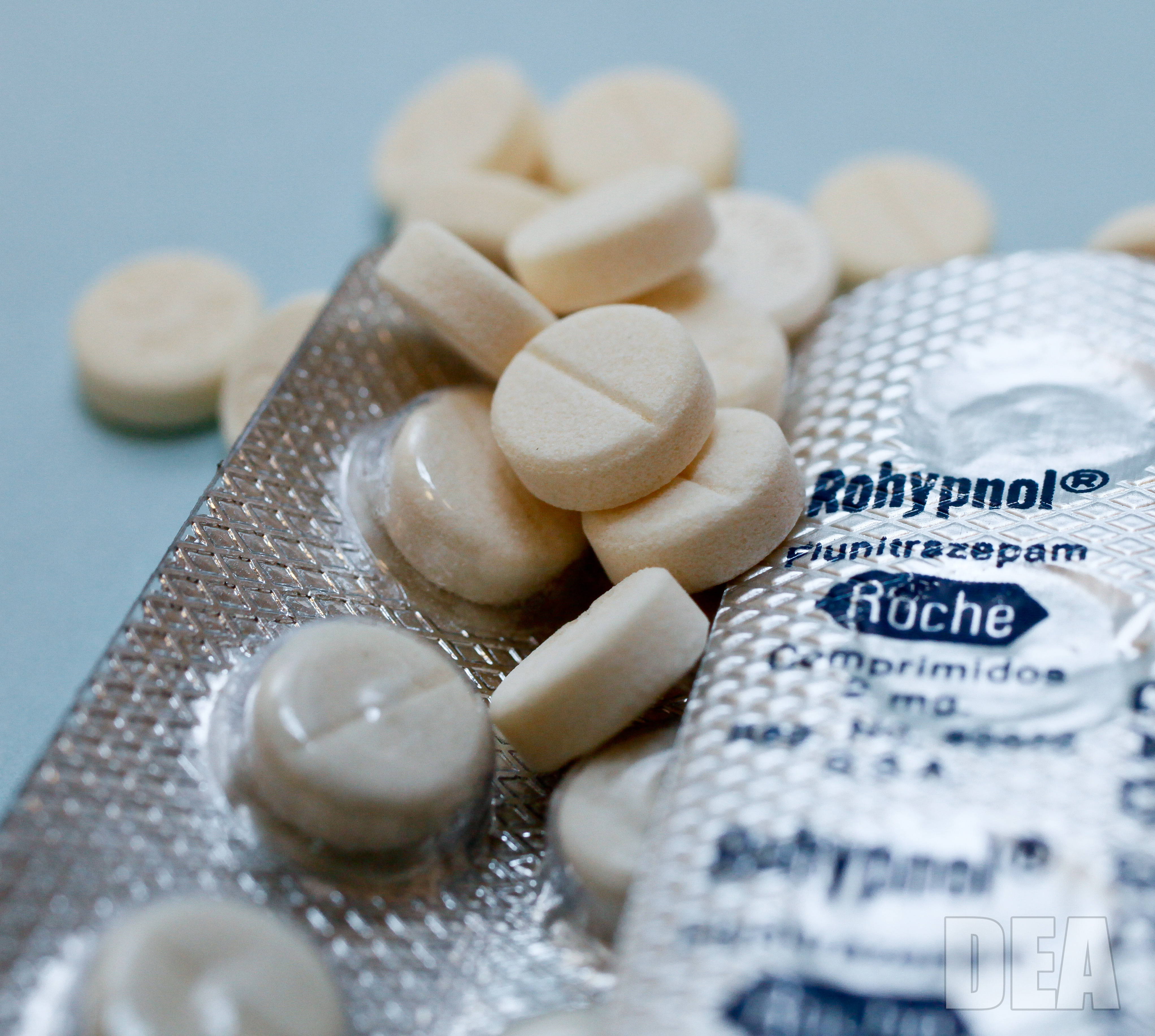 rohypnol white pills and packet